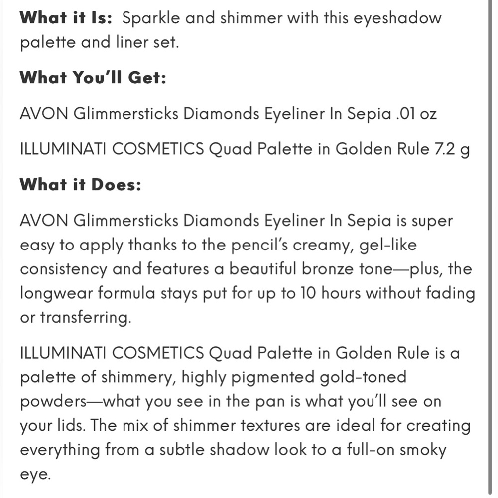 Avon and Illuminati Cosmetics Go for Gold Set - Picture 2 of 9